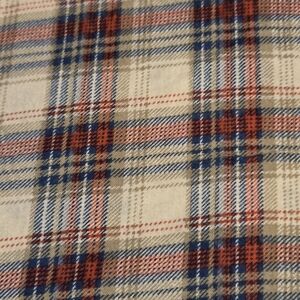 Plaid Pattern Fabric in Red, Blue, and Cream